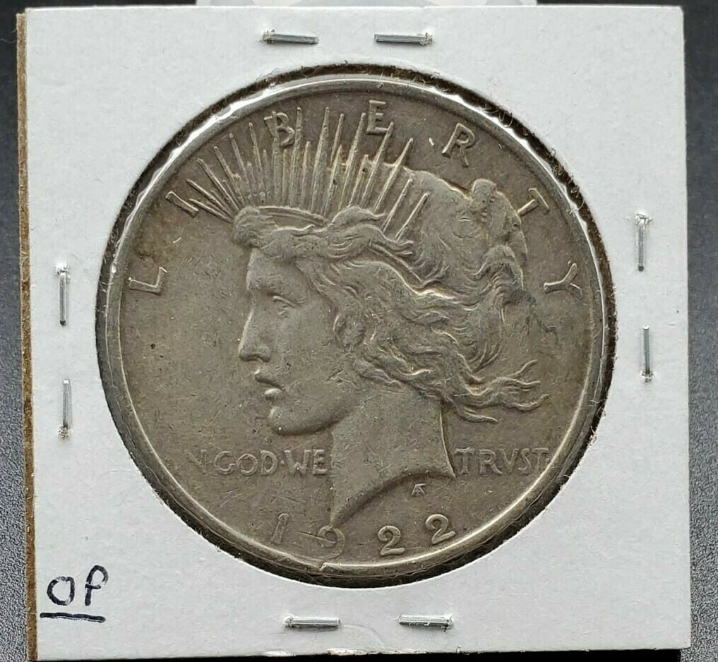 1922 d Peace Silver Dollar Error Coin VF Peeling Laminated