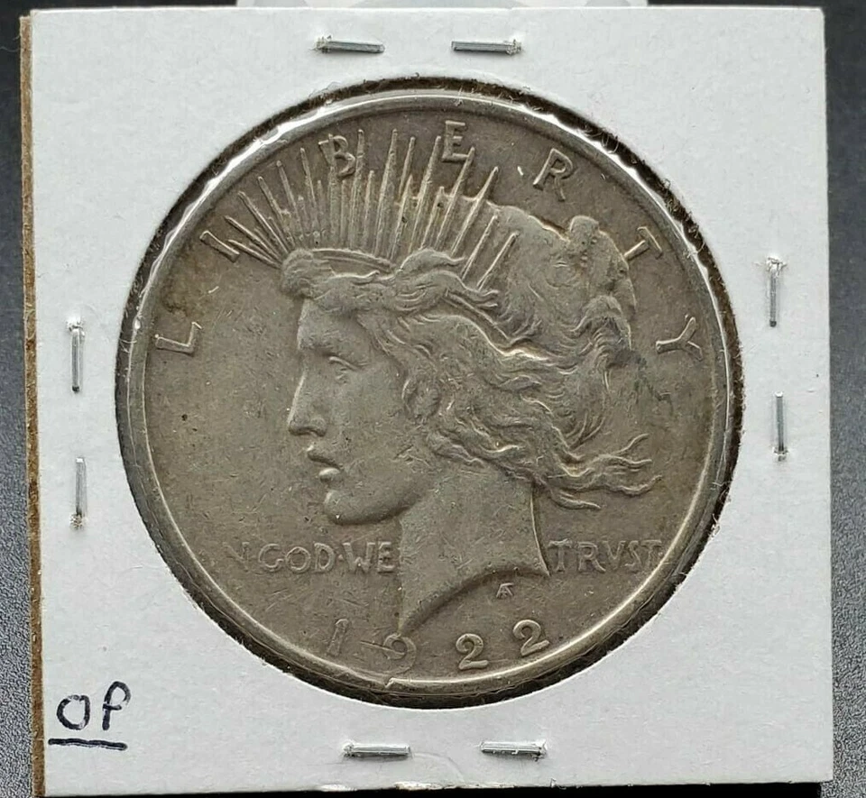 1922 d Peace Silver Dollar Error Coin VF Peeling Laminated Planchet w Strike DBL - Image 2 of 2