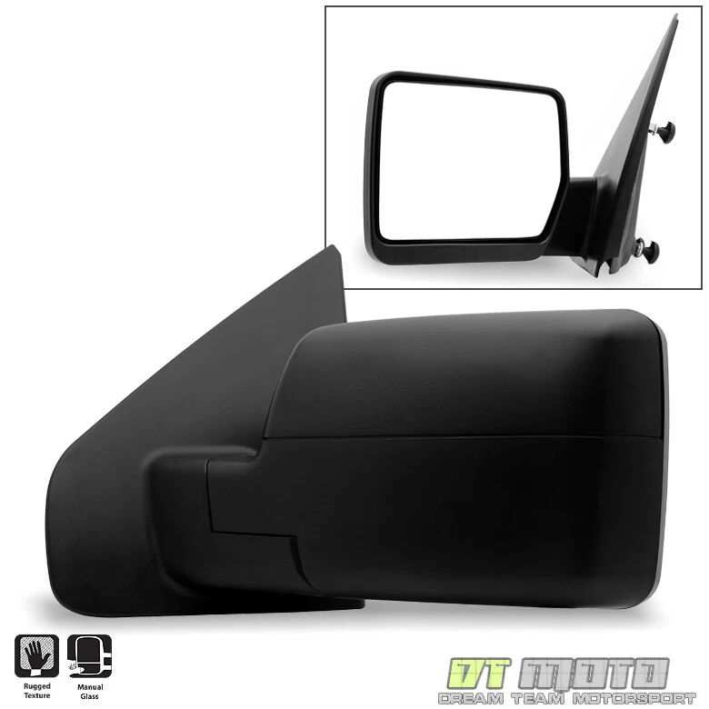 [Driver Side,Left] 2004-2014 Ford F150 Pickup Truck Textured Manual View Mirror