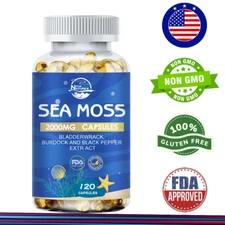 120 Pills Organic Sea Moss Capsules,Irish Sea Moss, Bladderwrack Immune Health