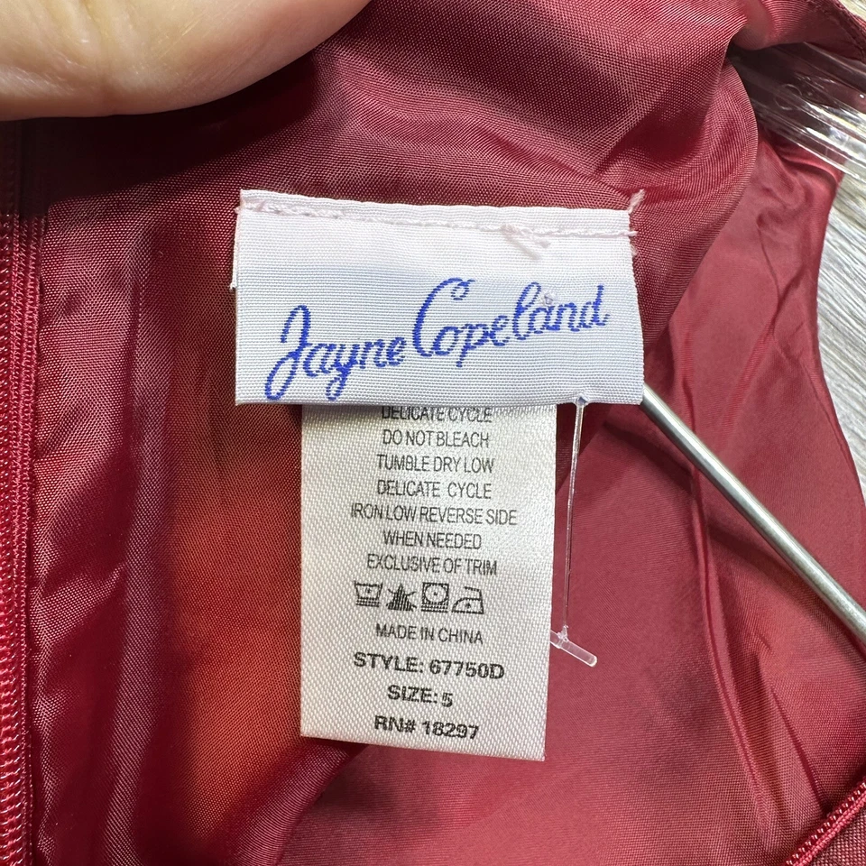 Платье Jayne Copeland размер 5 для девочек бархатное красное кружевное многослойное галстук с подкладкой цветочная девочка - Изображение 3 из 4