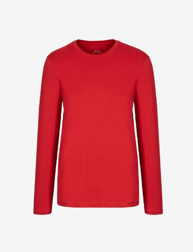 Armani Exhange из чистого трикотажа Pima с круглым вырезом и длинными рукавами MКрасный 7890₽