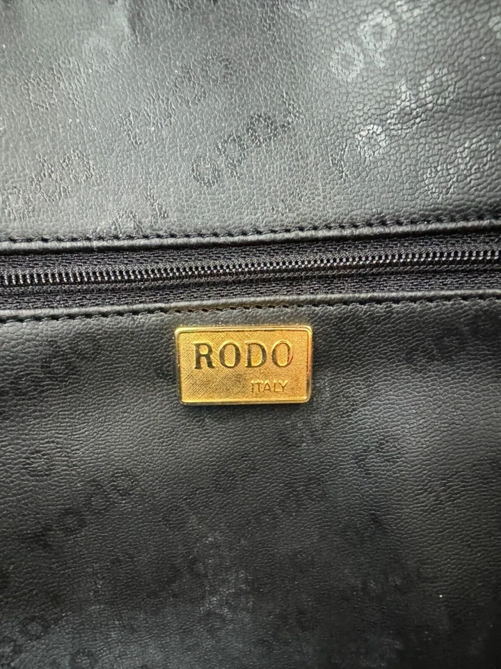 Bolso de hombro vintage RODO Italia recubierto dorado nailon ancla náutica bolso de mano Foto 4 de 4