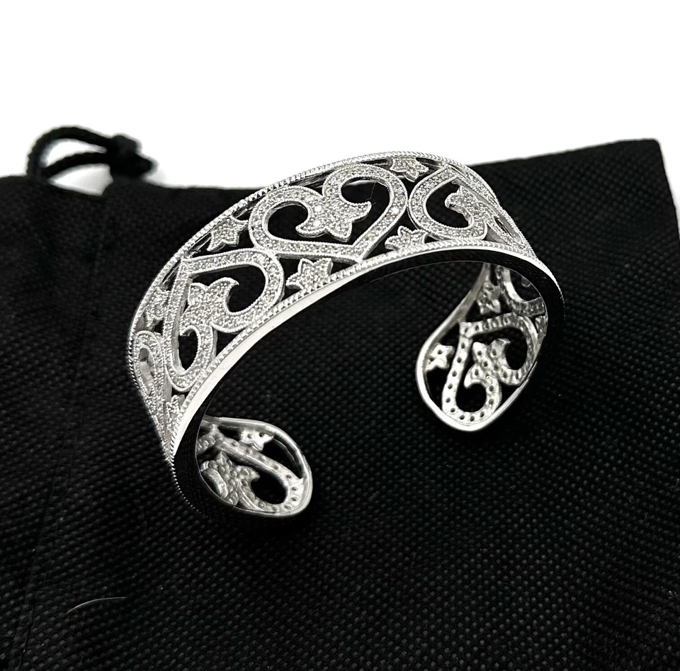 Brazalete ESPO de plata esterlina circonita cúbica corazones calados Joseph Esposito nuevo sin etiquetas Foto 4 de 4