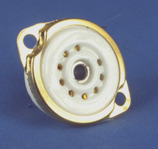 TUBE SOCKET 1 - 9 Pin Miniature Ceramic - Chassis Mount - Gold - USA Ships