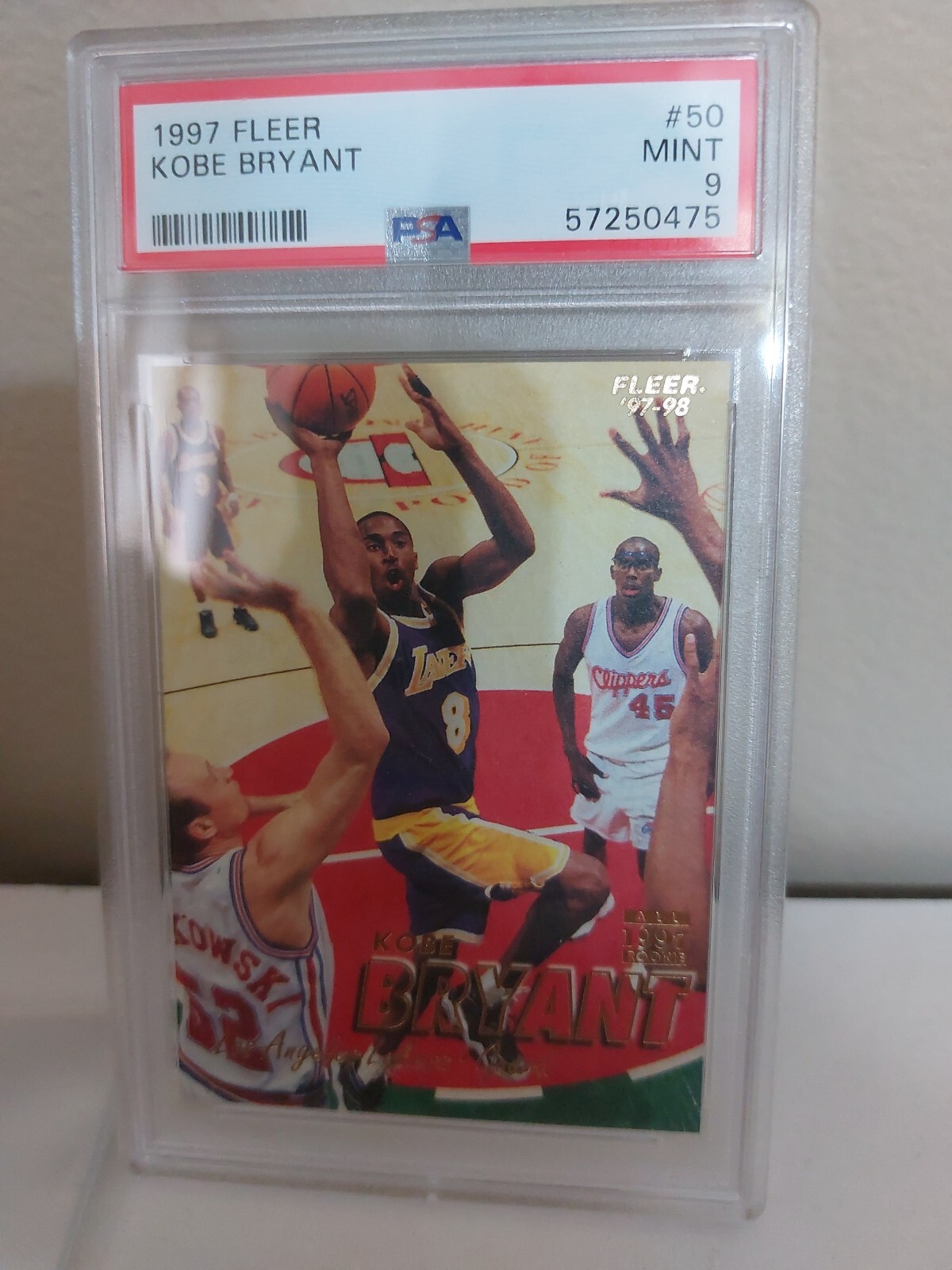 1997 fleer crystal kobe bryant # 50 PSA 9 Mint Los Angeles Lakers