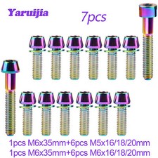 7pcs Titanium M5 M6x16/18/20mm Bolts M6x35mm Washers Tapered Head Hex Ti Screws