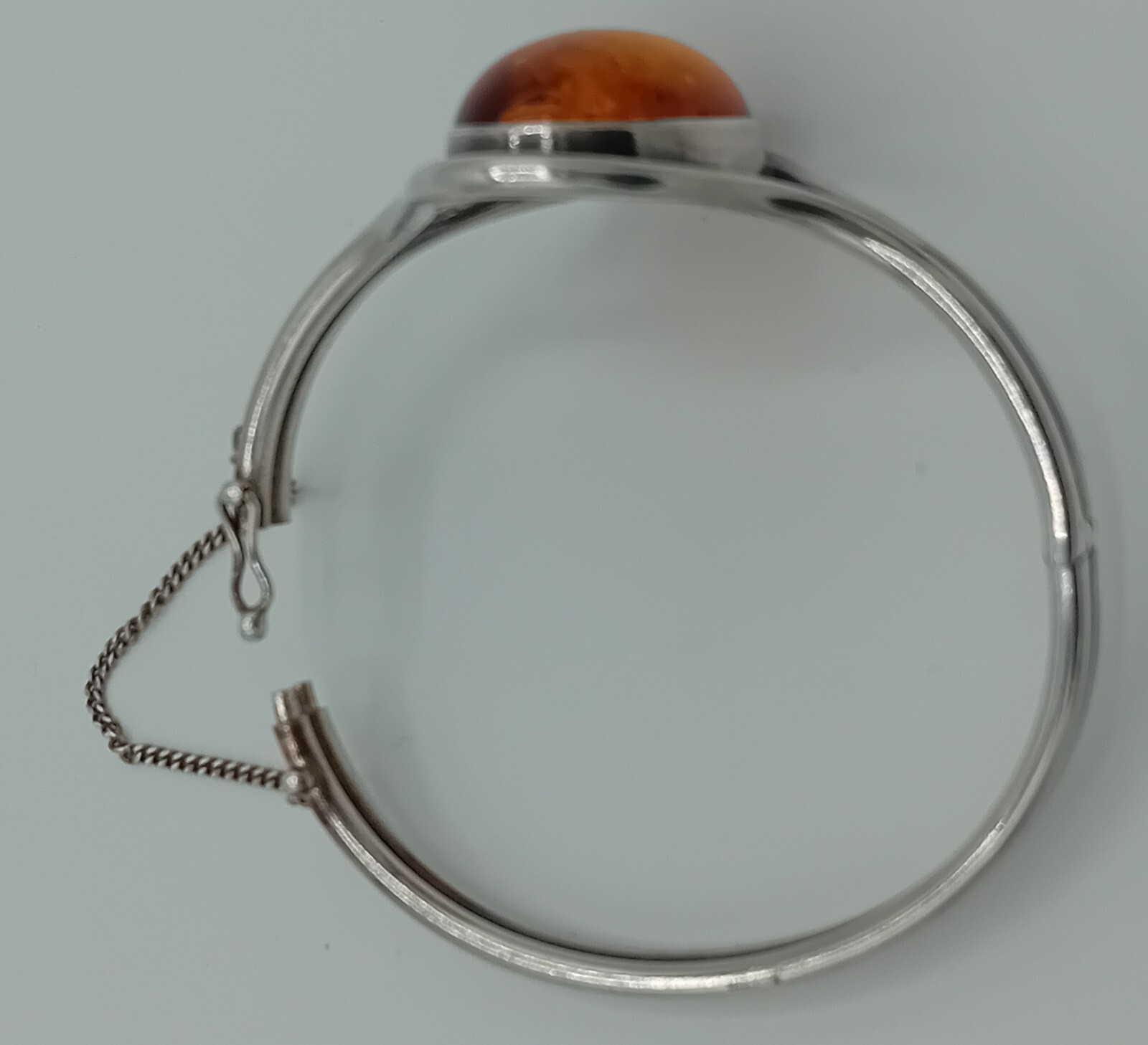 Baltic Amber Solid Silver Handmade Bangle - Hallm… - image 8