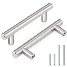 30 Pack 3" Hole Centers Euro T Bar Cabinet Pulls Stainless Steel Kitchen Drawer