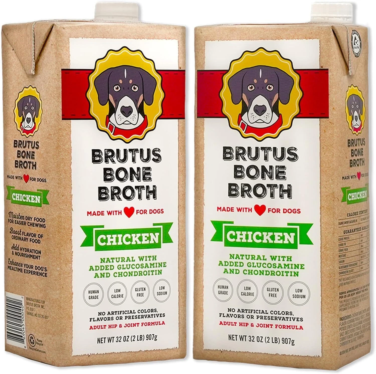 Brutus Chicken Broth For Dogs - All Natural Chicken Bone Broth For Dogs With Cho