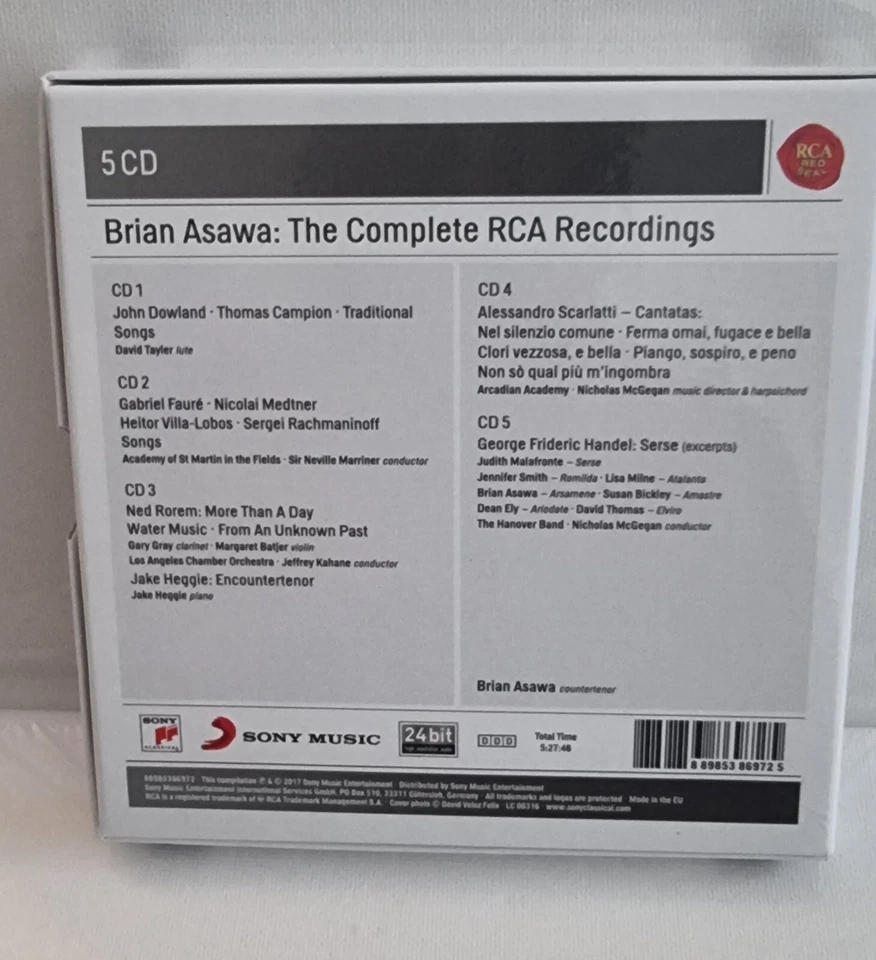 Brian Asawa: The Complete RCA Recordings (2017)  5CD BOX Dowland Faure Handel - Image 2 of 2