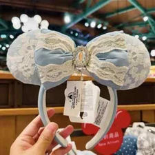 Authentic Shanghai Disney Minnie Mouse Ear Cinderella Blue Headband 2024 NEW