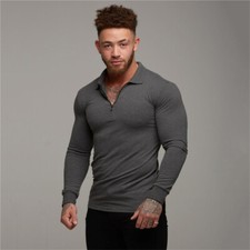 Men's Long Sleeve Slim Fit Polo Shirts Casual Athletic Shirt Sweatshirt
