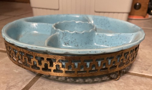 Relish Vassoio Vintage Made in California Metal Caddy USA Turchese - Foto 2 di 7