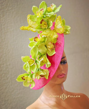 Aimee Fuller Kentucky Derby Hat Hot Pink Couture Yellow Orchid Ascot Fascinator