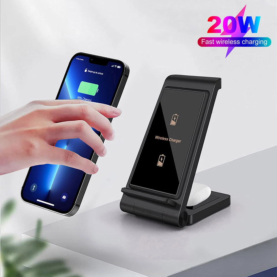 20W Wireless Charger 2in1 Stand Dock For Apple Air Pods iPhone 13 Pro 12 XS 8 - Image 3 of 4