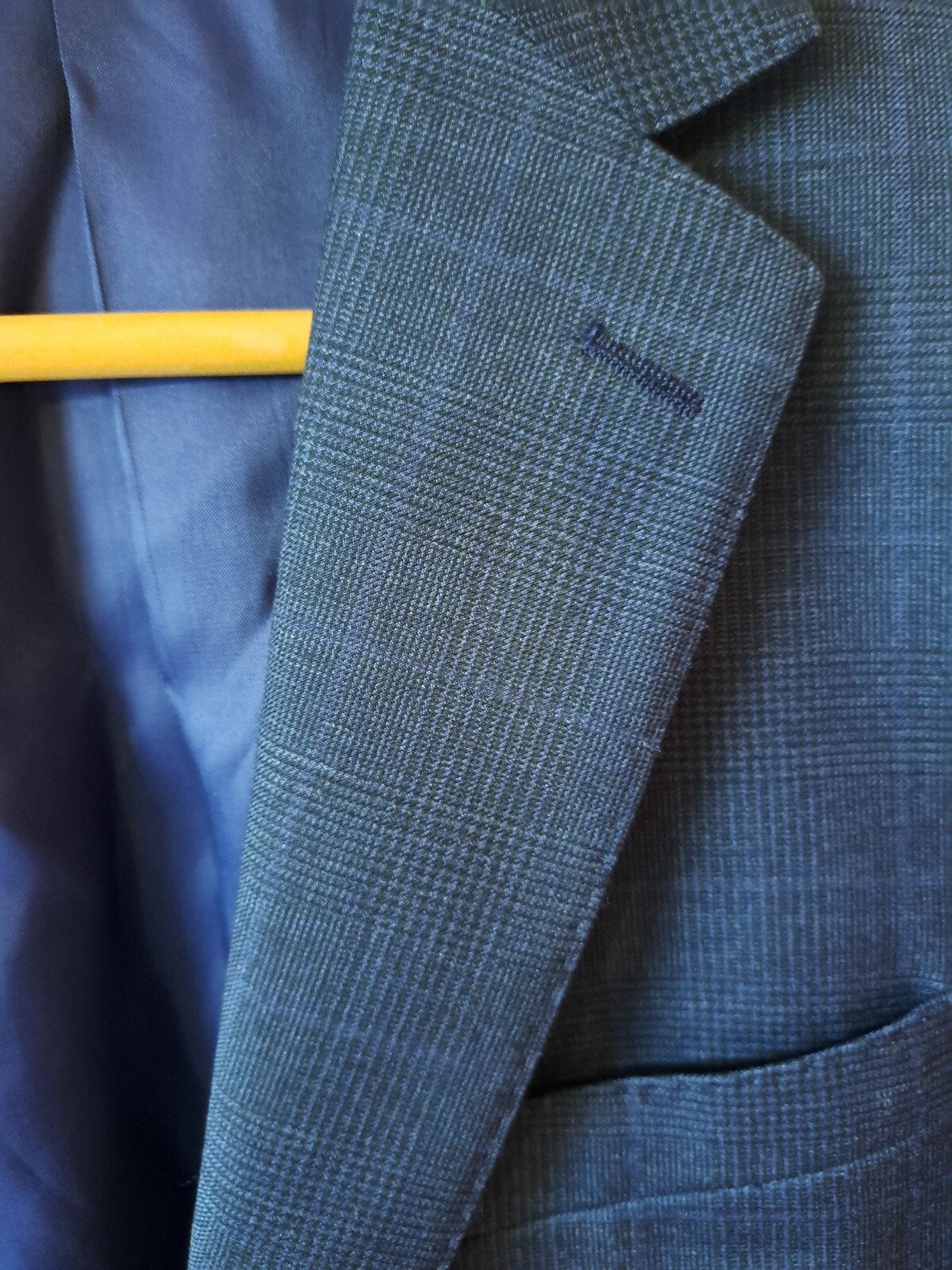 Tuta TM Lewin blu navy a quadri UK 38 corta Savile fila lana 2 pezzi London Jermyn