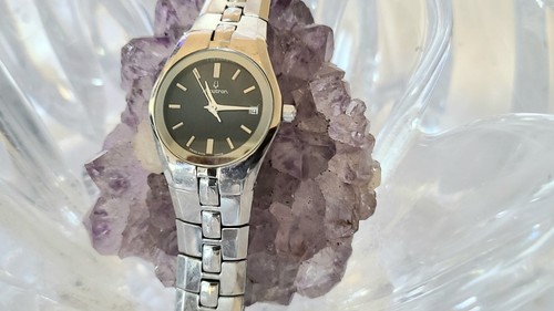 Bulova Accutron 6 Jewel Swiss Quartz Silver-Tone Black Dial Women's Watch - Picture 2 of 9