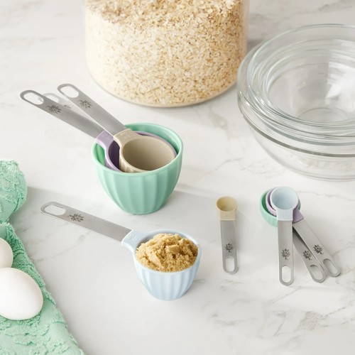 Pioneer Woman 8-Piece Plastic Measuring Cup and Spoon Set, Multicolor NEW - Picture 3 of 3