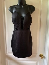 Sexy Womens Clubwear Black Cutouts Bodycon Mini Dress Size M