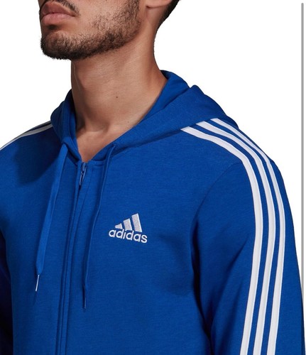 Adidas Essentials French Terry 3-Stripes Full-Zip Hoodie Royal Blue Size XL NEW - Picture 4 of 5