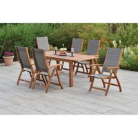 Merxx GartenmöBel Acapulco Set 7Tlg. 6 Klappsessel + 1 Ausziehtisch