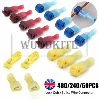 MCIGICM (60 Pcs) T-Tap Wire Connectors,T Tap Electrical Connectors, Quick Wire Splice Taps and Insulated Male Quick Disconnect Terminals
