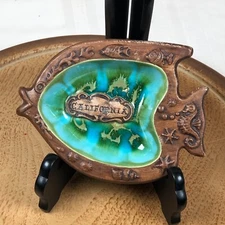 Treasure Craft Souvenir Fish 7" Trinket Dish Ceramic California USA