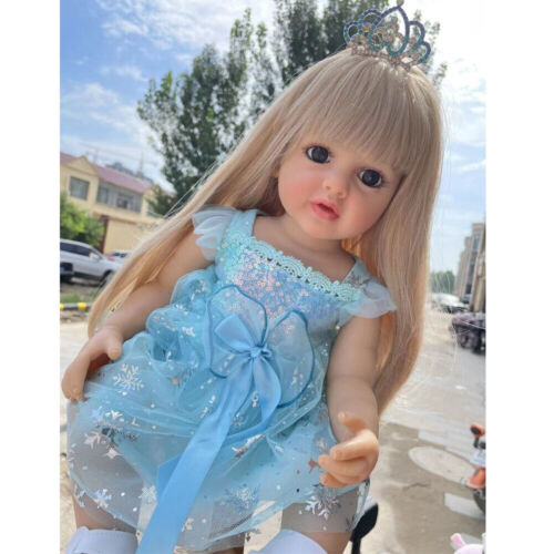 Bambola carina 22" fatta a mano Reborn Baby bambina realistica silicone completo neonato regalo natale - Foto 4 di 5