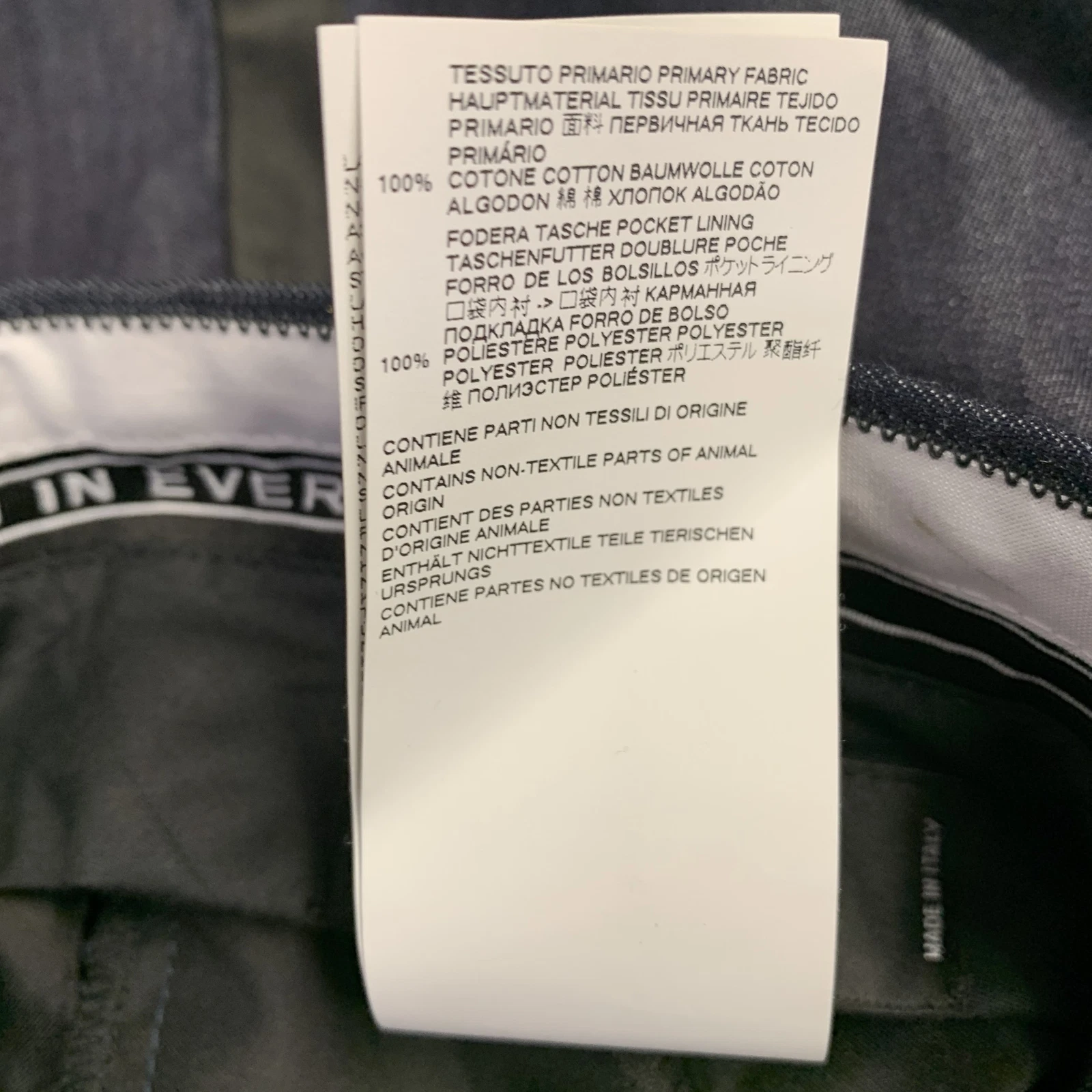 Pantaloni eleganti DSQUARED2 taglia 30 nero indaco bordo a contrasto cotone piatto davanti