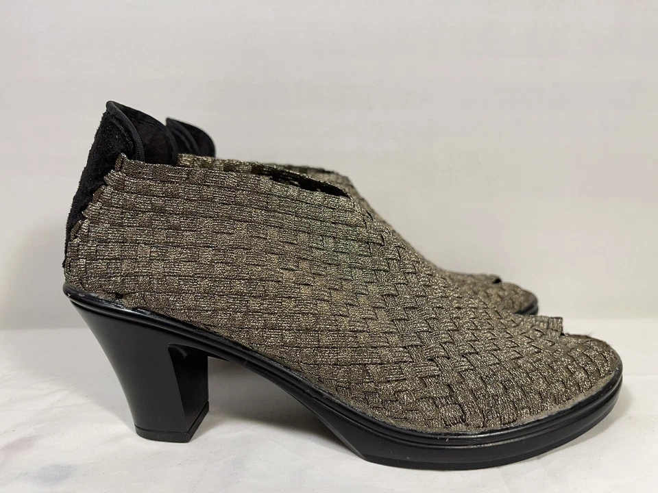 BM Bernie Mev GOLD Woven Textile 40EU Pumps Slip On PeepToe Comfort Shoe 10M US - Image 2 of 4