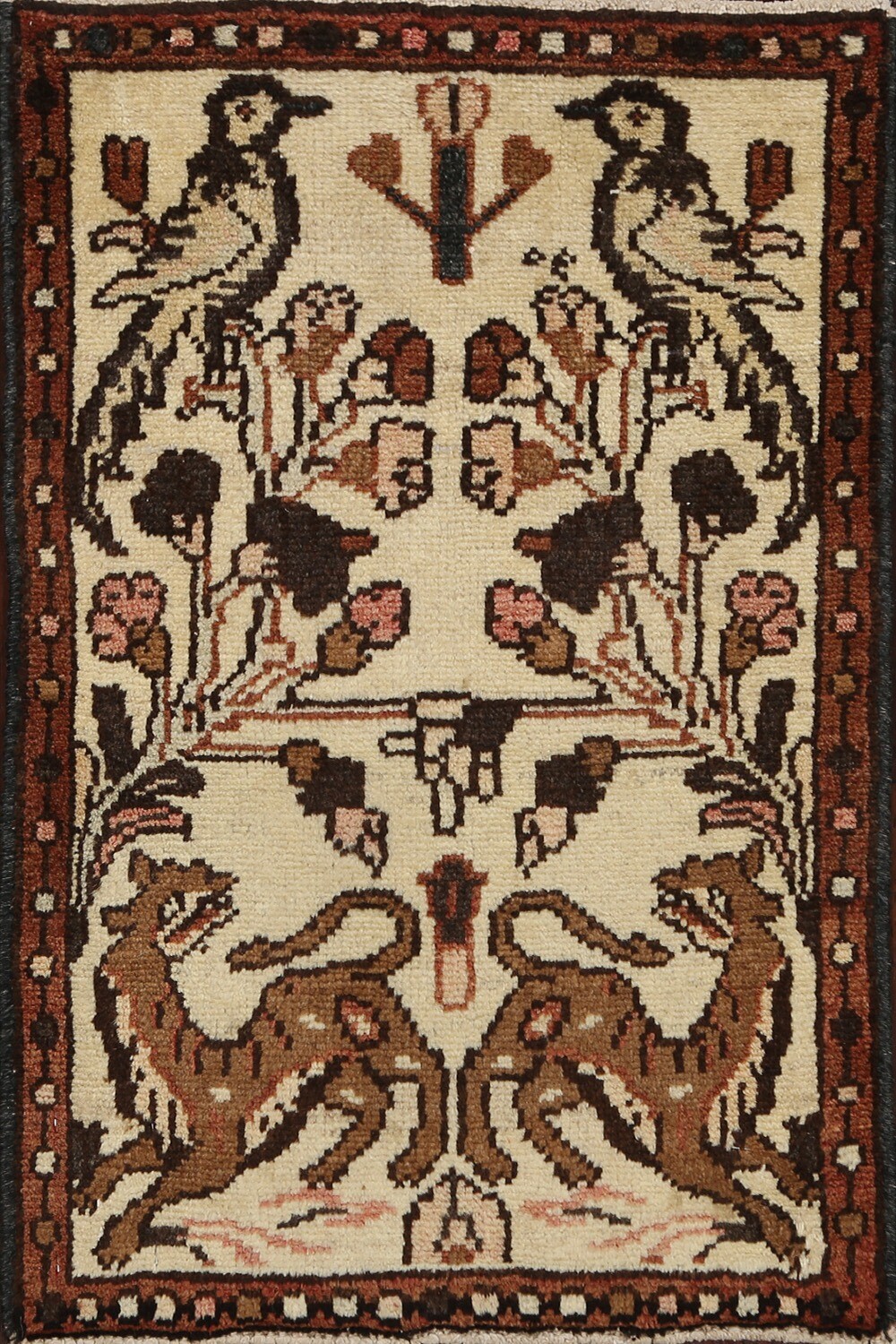 Vintage Animal Design Hand-knotted Area Rug Classic Oriental Carpet 2'x2'  Square | eBay