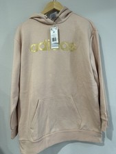 NEW w Tags Adidas Essentials Oversize Fleece Hoodie Women Size Medium Peach Pink