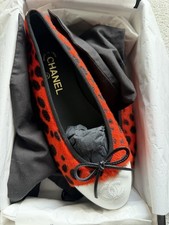 Chanel Red Pony Ballet Flats 38c BNIB