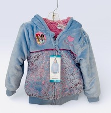 Disney Princess Jacket Full Zip Plush Hoodie 4T Blue Super Soft 