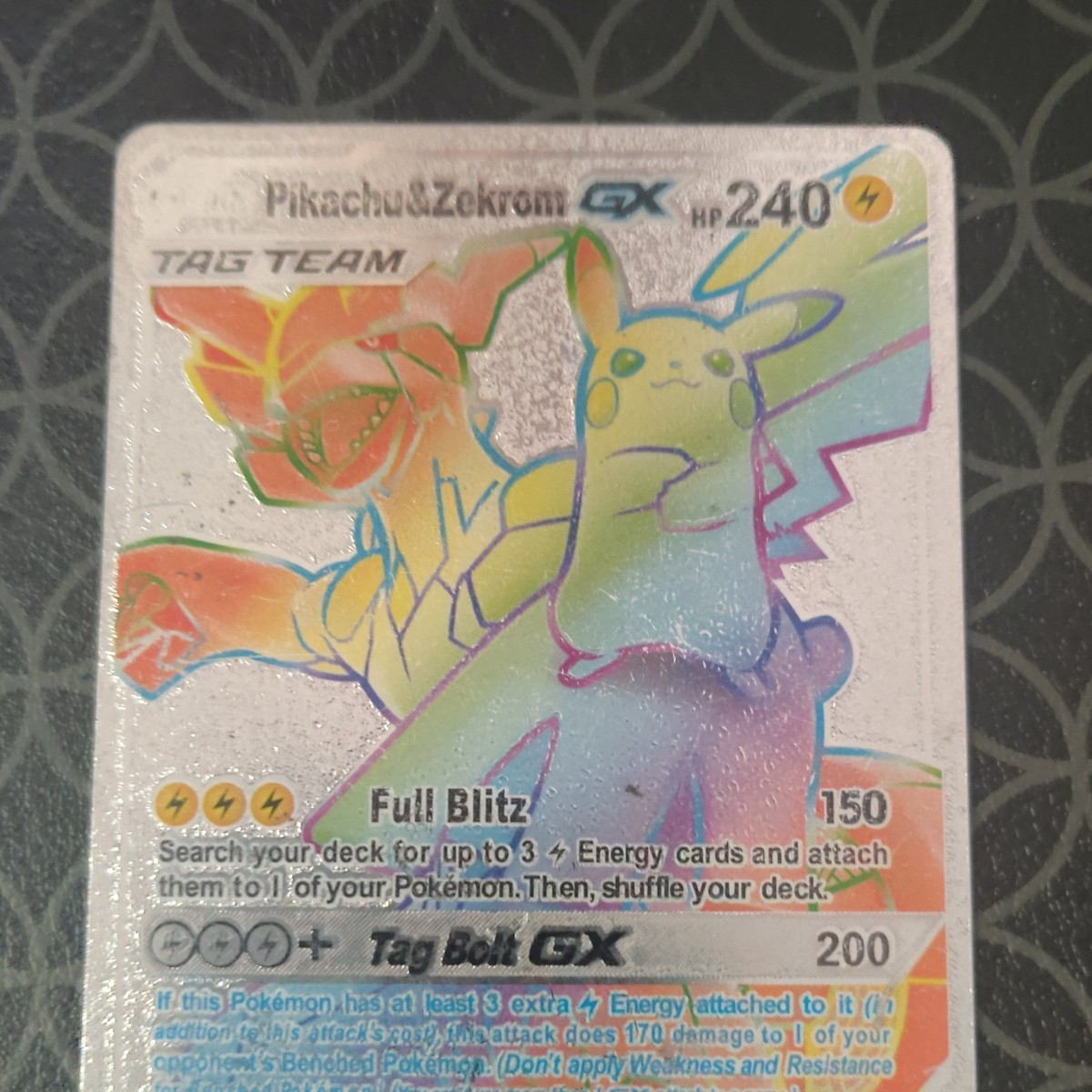 Pokémon Pikachu & Zekrom GX Secret Rare 184/181 Sm-Team Up Holo