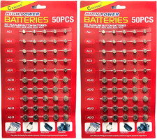 100Pcs Assorted Batteries, Mixed Sizes Alkaline Button Cell Batteries LR621 LR41