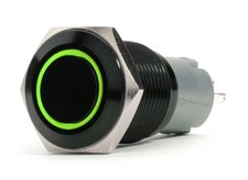 19mm Latching / Momentary Push Button Switch ON-OFF W Green LED 12V