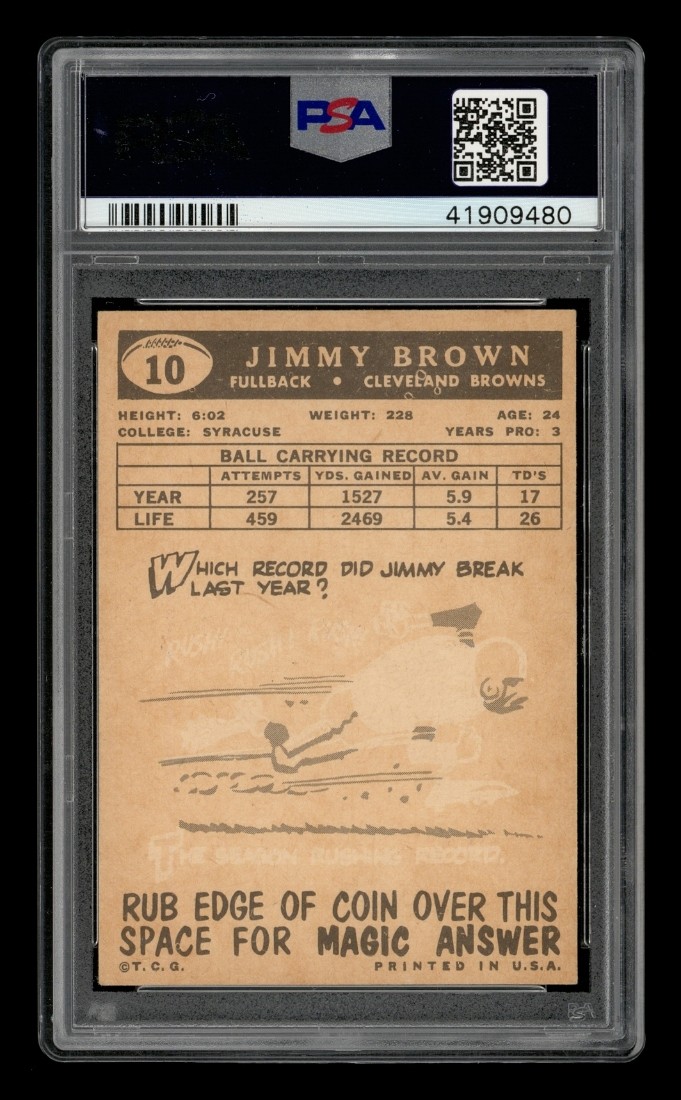 1959 Topps Set-Break # 10 Jim Brown PSA 7 NM view 2