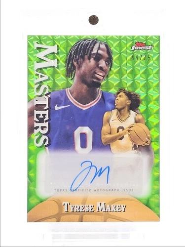 TYRESE MAXEY 2024-25 TOPPS FINEST MASTERS GREEN GEOMETRIC AUTO /75 Q3668