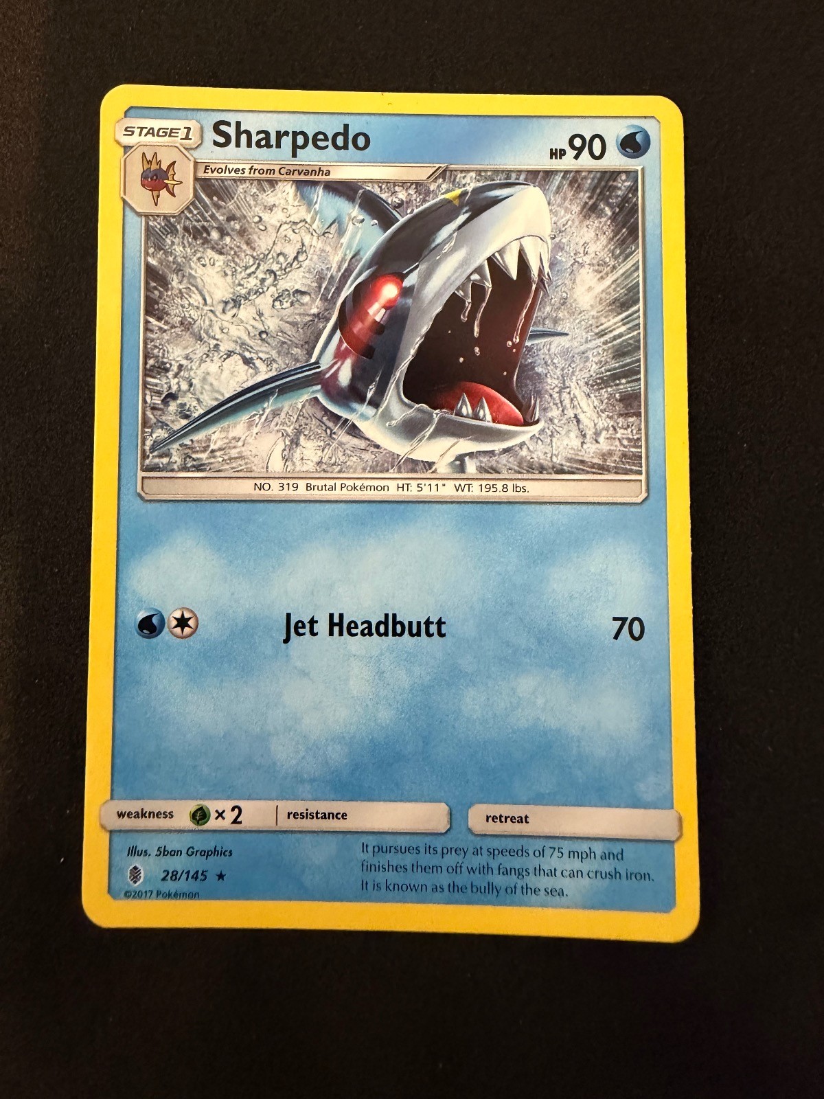 Sharpedo 28/145 Rare Guardians Rising Pokemon Near Mint