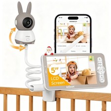 2K Baby Monitor 5" Screen App, with 1/4" Mount Bracket, Cry/Motion Detection