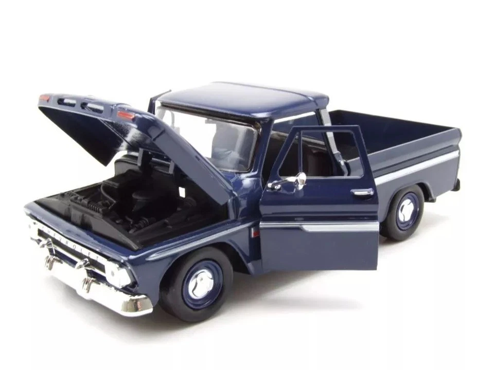 ,MOTOR MAX, CHEVROLET C-10 Fleetside pickup 1966 Azul Noche, 1/24, MMX73355BLEU - Imagen 3 de 4