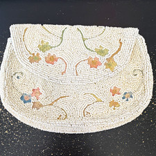 Vintage Micro Beaded Envelope Clutch Purse W Flat Rear Band Strap- Real Beauty Vintage Micro Beaded Envelope Clutch Purse W Flat Rear Band Strap- Real Beauty