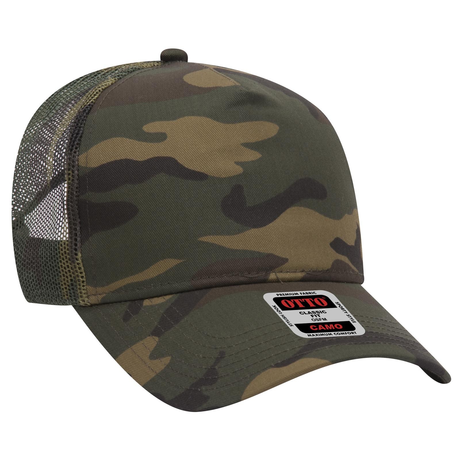OTTO CAP 47-049 Unisex Camouflage 5 Panel Mid Crown Mesh Bac