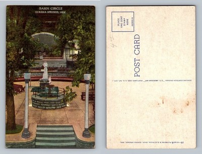Eureka Springs, AR-Arkansas, Basin Circle Park Fountain Vintage Postcard