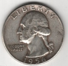 1956 P QUARTER 90% SILVER 25 CENTS PHILADELPHIA UNITED STATES OF AMERICA USA 25¢