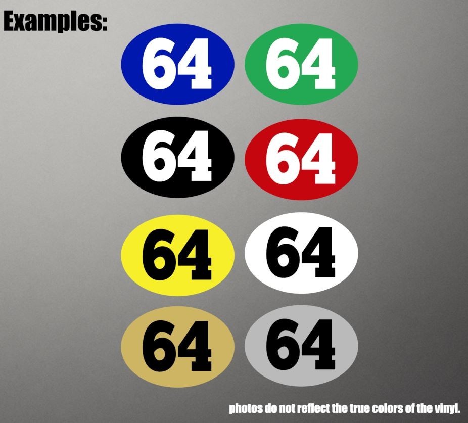 Oval Racing Numbers Oval Race Numbers x3 Vinyl Stickers Decals classic more size and ...
