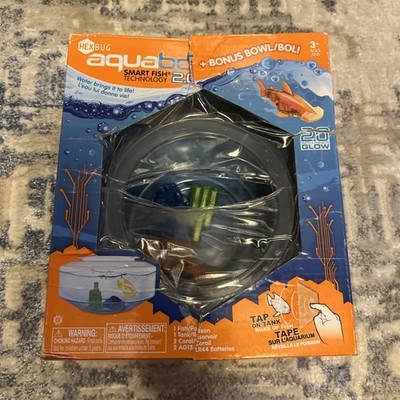 Hex Bug Aquabot Smart Fish 2.0 with inner glow + Bonus Bowl