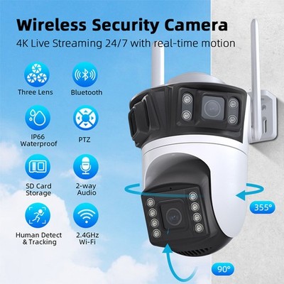 4K 9MP Überwachungskamera Aussen 8X ZOOM WLAN PTZ WiFi IP Kamera Outdoor Alert